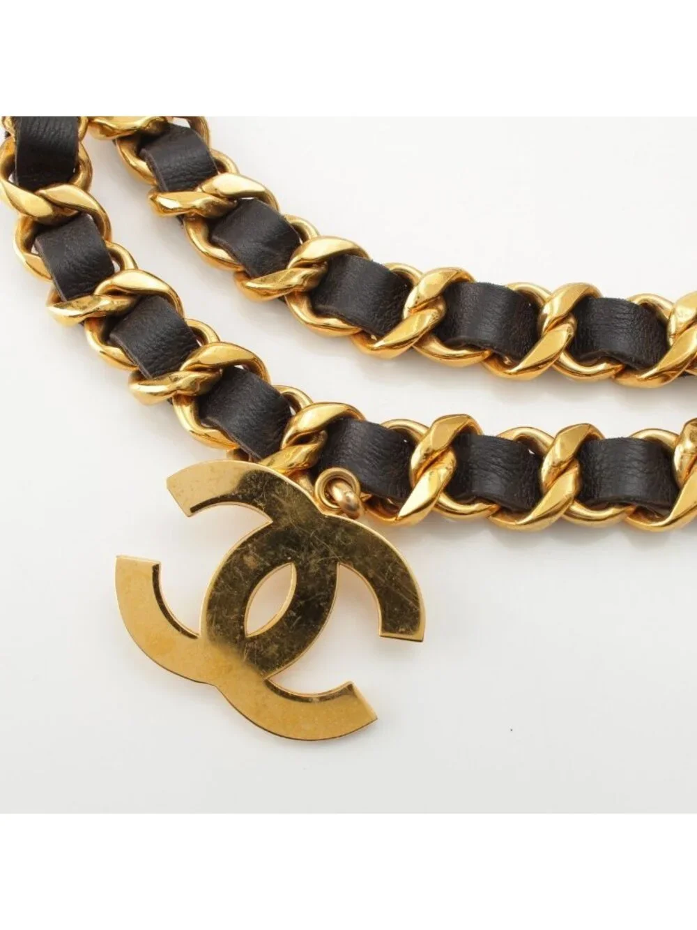 Chanel Vintage Jumbo CC Logo Chain Belt Black